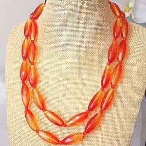 Murano Lampwork bead handmade necklace brilliant orange